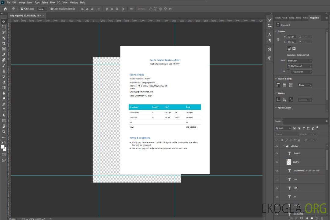 Modèle de facture de sport gratuit template